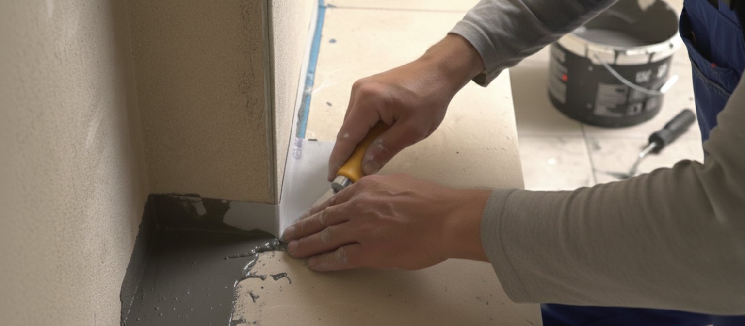 hydroizolace koupelny lepení rohů