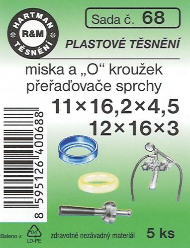 HARTMAN Sada plastového těsnění - miska a "O" kroužek přeřaďovače sprchy (0068)