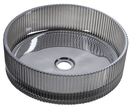 SAPHO ANHELO skleněné gravírované umyvadlo na desku Ø 39,5cm, černá (TY317B)
