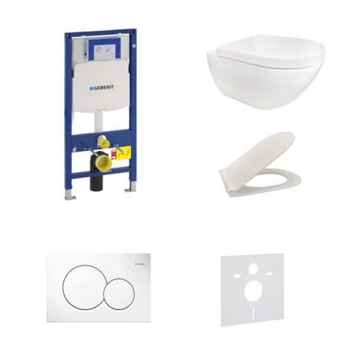 AKČNÍ SET 5v1 Geberit Duofix 111.925.00.6 + WC mísa JIKA MIO rimless