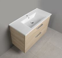 Aqualine VEGA umyvadlová skříňka 97x60x43,8 cm, 2xzásuvka, dub platin (2)