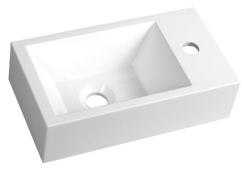 Sapho AMAROK umyvadlo 40x11x22cm, litý mramor, bílá, baterie vpravo