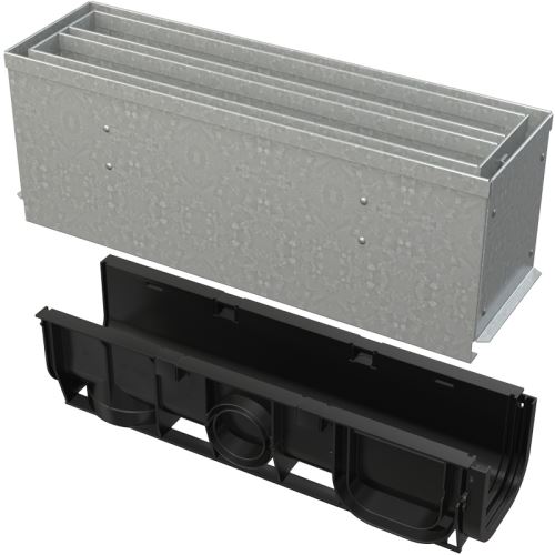 ALCADRAIN Štěrbinový venkovní žlab symetrický revizní díl 160 mm z pozinkované oceli (AVZ101S-R124R)