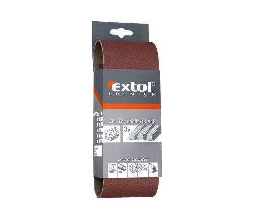 EXTOL PREMIUM Plátna brusná nekonečný pás, bal. 3ks, 75x533mm, P60