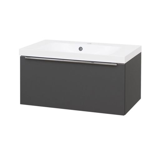 Mereo Mailo, koupelnová skříňka, umyvadlo z litého mramoru, antracit, 1 zásuvka, 810x476x365 mm (CN536M)