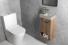 SAPHO PICCOLINO betonové umývátko 30,8x10x17cm, baterie vlevo, písková (PK30014) (2)