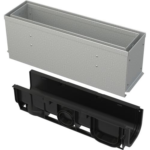 ALCADRAIN Štěrbinový venkovní žlab asymetrický revizní díl 160 mm z pozinkované oceli (AVZ101S-R122R)