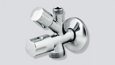 kombinovaný rohový ventil 1/2" x 3/8" x 3/4" s funkcí zpět.ventilu