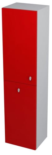 SAPHO AILA skříňka vysoká s košem 35x140x30cm, levá, červená/stříbrná ( 55647 )