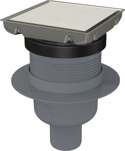 ALCADRAIN Podlahová vpust 130x130mm přímá, mřížka nerez, vodní zápachová uzávěra (APV240)