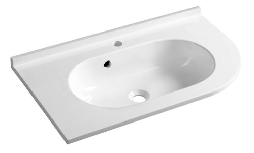 Sapho PULSE umyvadlo 75x4,4x45cm, litý mramor, bílá, levé