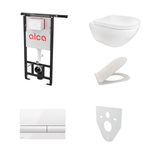 AKČNÍ SET 5v1 Alcadrain Jádromodul AM102/1120 + WC mísa JIKA MIO rimless