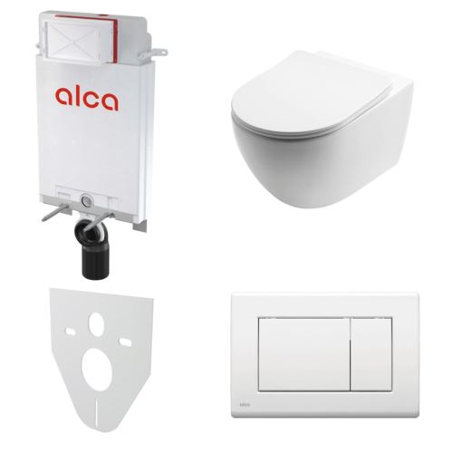 AKČNÍ SET 5v1 Alcadrain Alcamodul AM100/1000 + WC mísa INVENA FLOWO, bílá