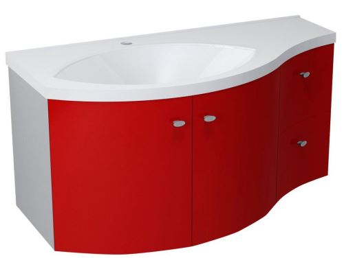 SAPHO AILA umyvadlová skříňka 110x39cm, červená/stříbrná, zásuvky vpravo ( 55612 )