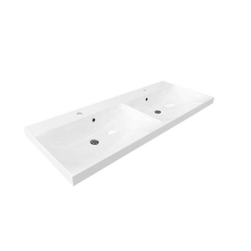 Mereo Koupelnová skříňka s dvouumyvadlem z litého maramoru, 120cm,  bílá/bílá (CN663M)