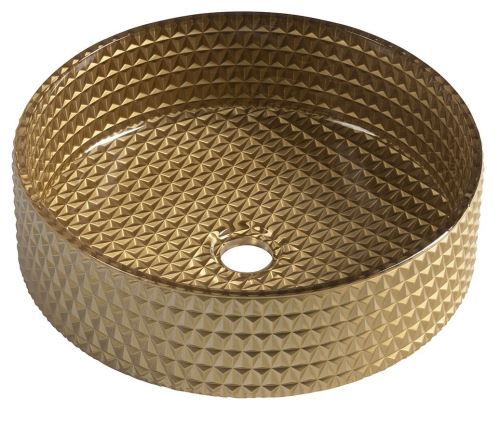 Sapho MARAGUA skleněné gravírované umyvadlo na desku Ø 39,5 cm, zlatá (TY214Z)