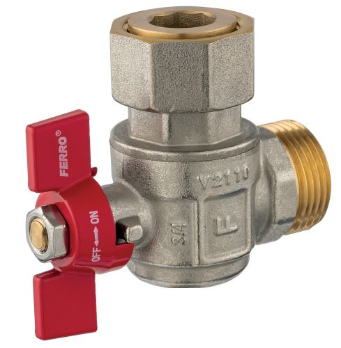 FERRO Rohový kulový kohout, ke kotlům 3/4" (KFM2SGK)
