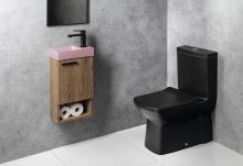 SAPHO PICCOLINO betonové umývátko 30,8x10x17cm, baterie vpravo, růžová (PK30521) (5)