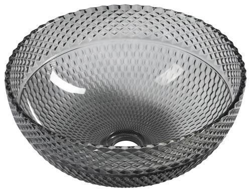 Sapho MARAC skleněné gravírované umyvadlo na desku Ø 39,5 cm, černá (TY310)
