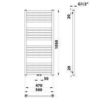 Bruckner GRUNT otopné těleso rovné 500x1050 mm, středové připojení, černá mat (600.121.6) (5)