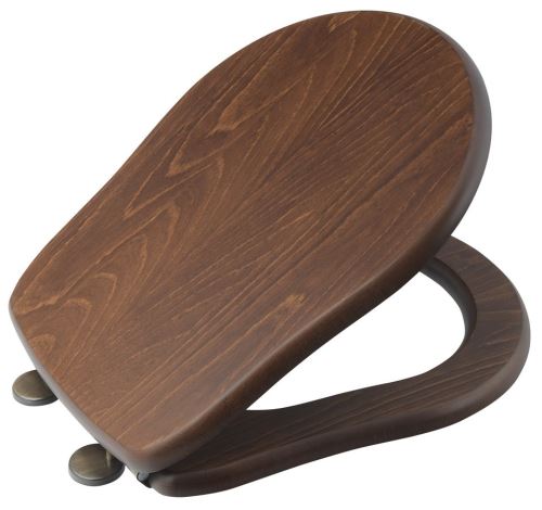 Kerasan RETRO WC sedátko, dřevo masiv, ořech/bronz