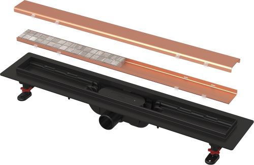 ALCADRAIN APZ19BLACK-RG-B Simple 850 Podlahový žlab s okrajem pro oboustranný rošt, RED GOLD-kartáčovaný mat (APZ19BLACK-850-RG-B)