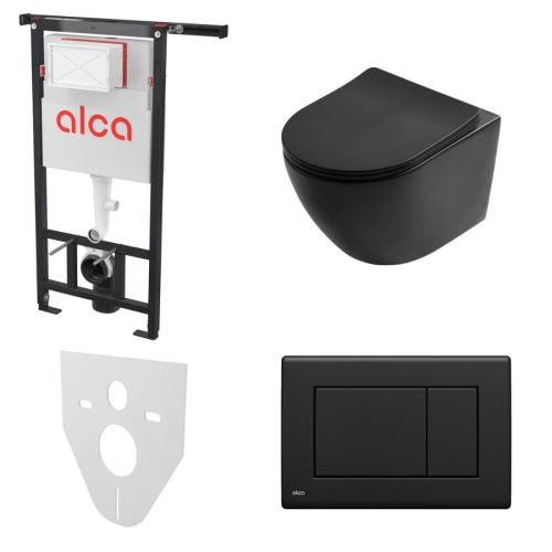 AKČNÍ SET 5v1 Alcadrain Jádromodul AM102/1120 + WC mísa SLOVARM W YJ-2380B, černá