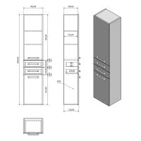 Aqualine VEGA skříňka vysoká s košem, 40x184x31 cm, dub platin (5)