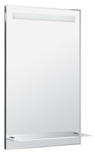 Aqualine LED podsvícené zrcadlo 50x80cm, skleněná polička, kolíbkový vypínač