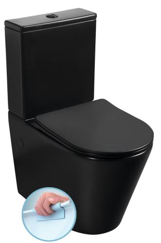 SAPHO PACO RIMLESS WC kombi mísa s nádržkou, spodní/zadní odpad, černá (PC1012WRB)