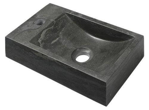 Sapho BLOK kamenné umývátko 40x10x22 cm, otvor vlevo, antracit