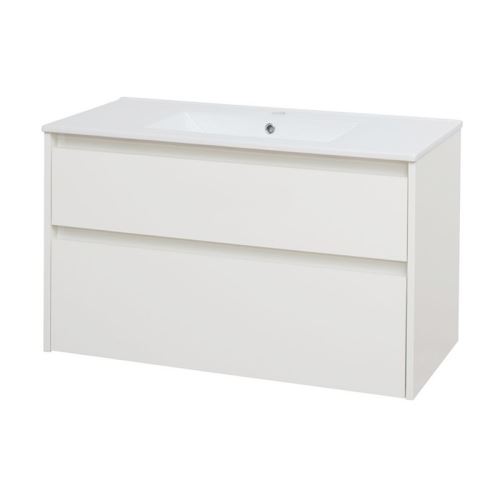 Mereo Opto, koupelnová skříňka s keramickým umyvadlem, bílá, 2 zásuvky, 1010x580x458 mm (CN912)