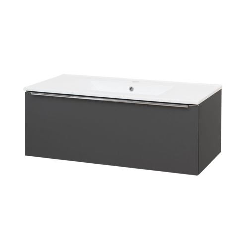 Mereo Mailo, koupelnová skříňka s keramickým umyvadlem, antracit, 1 zásuvka, 1010x476x365 mm (CN537)