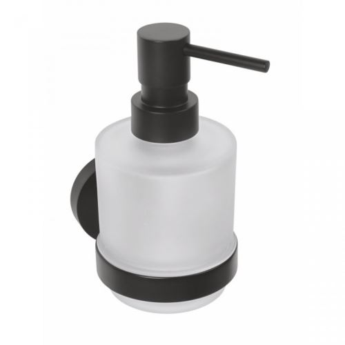SAPHO X-ROUND BLACK dávkovač mýdla MINI, mléčné sklo, 200ml, černá (XR103B)