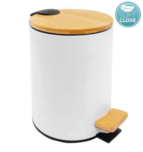 Aqualine BAMBUS odpadkový koš kulatý 5l, bílá (BI007)