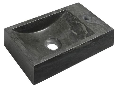 Sapho BLOK kamenné umývátko 40x10x22 cm, otvor vpravo, antracit