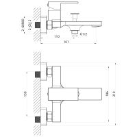 Sapho CUBEMIX nástěnná vanová baterie, černá mat (CM010B) (4)