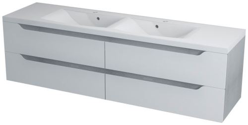 Sapho WAVE dvojumyvadlová skříňka 180x50x48cm, bílá/dub stříbrný