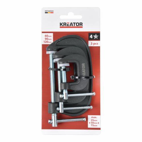 KREATOR Univerzální svěrka typ C 60, 90, 120mm (sada 3ks) (KRTH40503)
