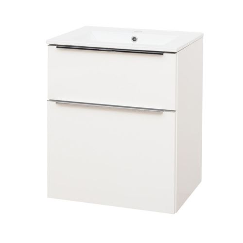 Mereo Mailo, koupelnová skříňka s keramickým umyvadlem, bílá, 2 zásuvky, 610x580x458 mm (CN510)