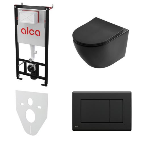 AKČNÍ SET 5v1 Alcadrain Sádromodul AM101/1120 + WC mísa SLOVARM W YJ-2380B, černá
