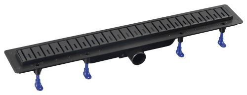 POLYSAN KLAVER BLACK sprchový kanálek s nerezovým roštem, superflow, DN50, 710x122x65 mm (73721B)