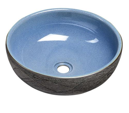 Sapho PRIORI keramické umyvadlo, průměr 41cm, 15cm, modrá/šedá