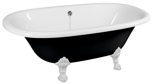 Polysan REGATA volně stojící vana 175x85x61cm, nohy bílé, černá/bílá