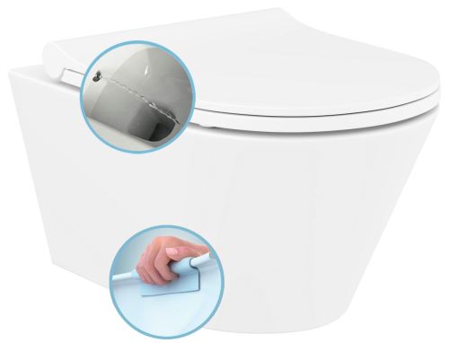 SAPHO AVVA závěsná WC mísa s bidet. sprškou, Rimless, 35,5x53 cm, bílá (100312)