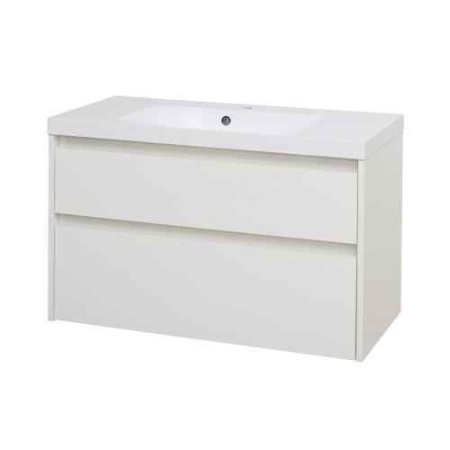 Mereo Opto, koupelnová skříňka, umyvadlo z litého mramoru, bílá, 2 zásuvky, 1010x580x458 mm (CN912M)