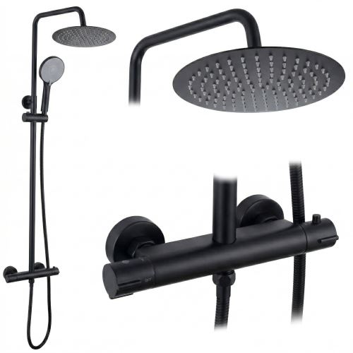 REA Sprchová sada LUNGO bez výtoku s termostatem, Black (REA-P6733)