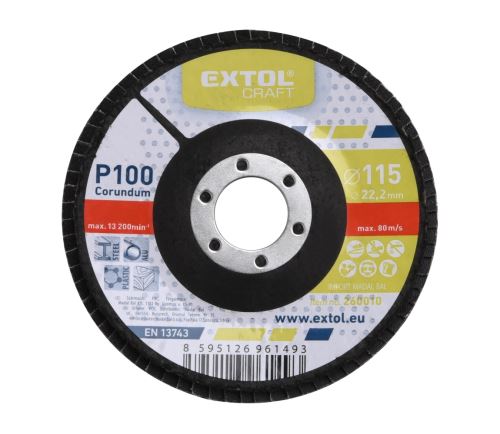 EXTOL CRAFT Lamelový kotouč šikmý korundový, P100, 115mm