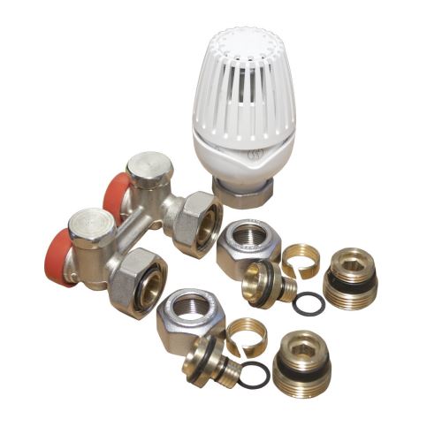 GIACOMINI R387SH-6 Sada pro tělesa VK s 3/4" vněj. záv., přip. Plast. nebo PEX-AL-PEX trubkou 16x2 + hlava R460H 3/4"x (16x2) (R387SX151)