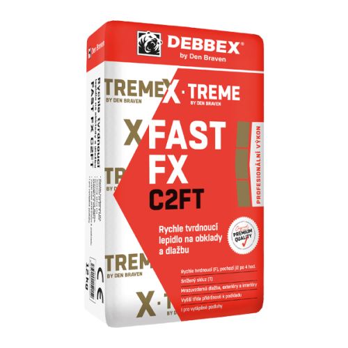 DEBBEX Rychle tvrdnoucí lepidlo na obklady a dlažbu FAST FX C2FT pytel 12 kg, šedá (57113Q)